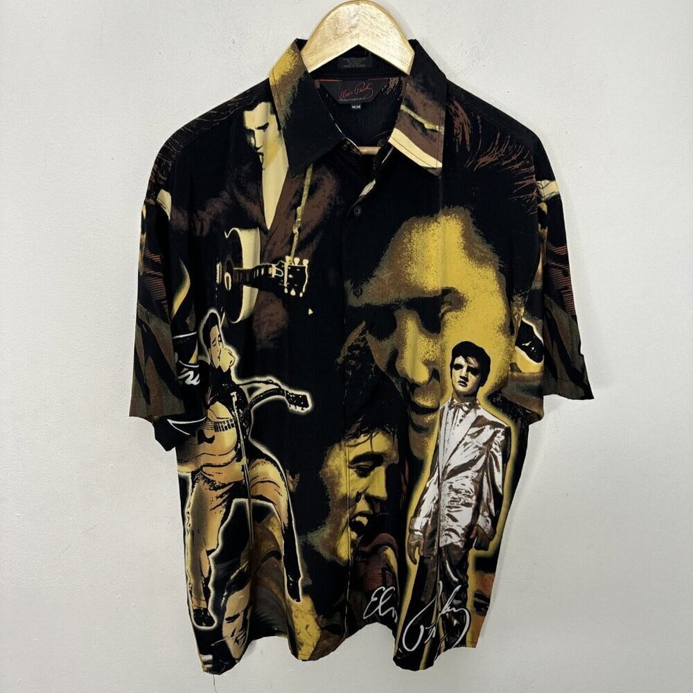 Vintage Elvis Presley Men M Short Sleeve‎ Shirt Official Polyester Graphic